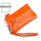 Schlüsseltasche aus PU Leder mit Kartenfächern und Reißverschluß orange