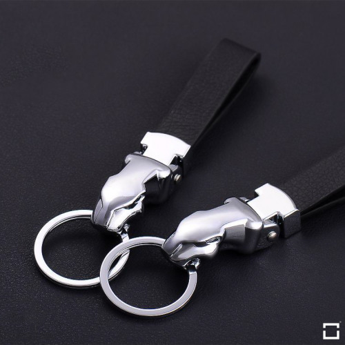 Massiver Schlüsselanhänger Lederband Inkl. Schlüsselring - Schwarz