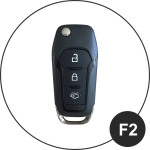 Leder Schlüssel Cover passend für Ford Schlüssel F2 schwarz
