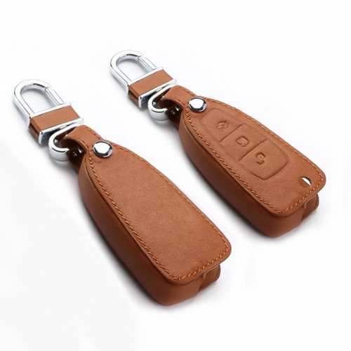 Leder Schlüssel Cover passend für Ford Schlüssel F4 braun