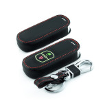 Leder Schlüssel Cover passend für Mazda Schlüssel schwarz LEUCHTEND! LEK2-MZ1-1