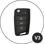 Leder Schlüssel Cover passend für Volkswagen, Audi, Skoda, Seat Schlüssel braun LEUCHTEND! LEK2-V3-2