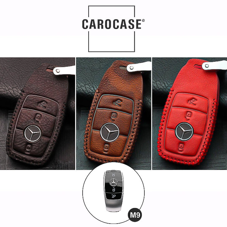  Custom Made to Fit Coaster Genuine Leather Key Fob Cover  for Mercedes Benz- Custom Made to fit the Year / Make / Model of Your Car