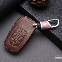 Premium Leder Schlüsselhülle / Schutzhülle (LEK18) passend für Audi Schlüssel inkl. Karabiner in der passenden Farbe