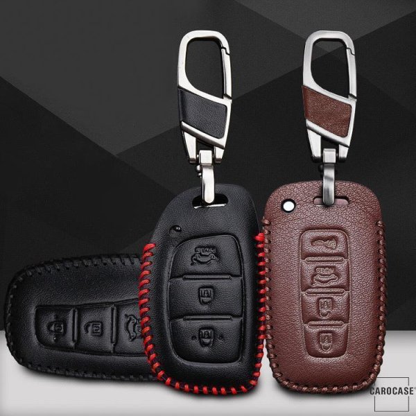 Leder Schlüssel Cover passend für Hyundai Schlüssel D2