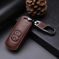 Premium Leder Schlüsselhülle / Schutzhülle (LEK18) passend für Mazda Schlüssel inkl. Karabiner in der passenden Farbe