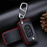 Leather key fob cover case fit for Citroen, Peugeot PX2 remote key