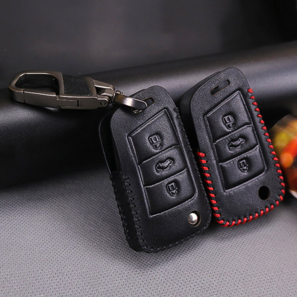Leder Schlüssel Cover passend für Volkswagen Schlüssel V8X