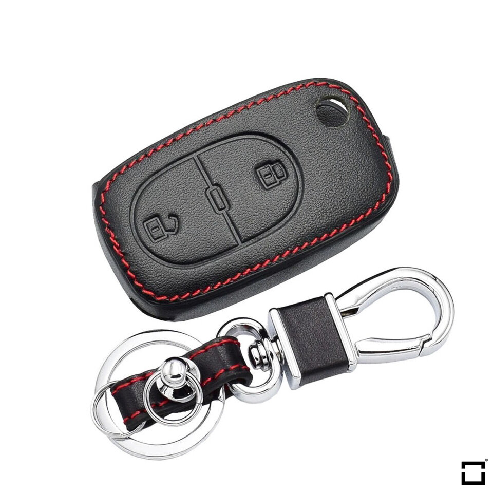 Leder Schlüssel Cover passend für Audi Schlüssel AXN Premium Autoschlüssel Schutzhülle - Detailansicht 2