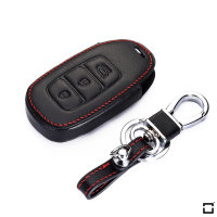 Coque de clé de Voiture en cuir compatible avec Hyundai clés inkl. Karabiner (LEK1-D9)