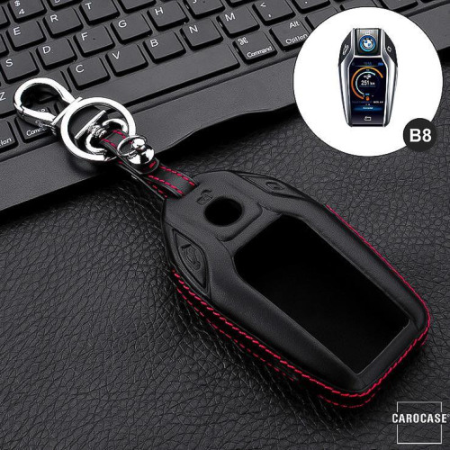 Leather key fob cover case fit for BMW B8 remote key black