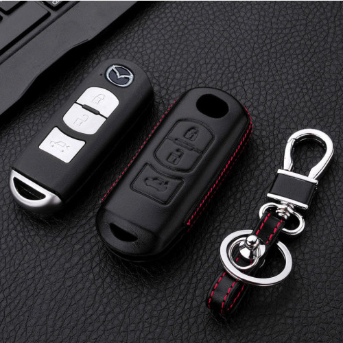 Leder Hartschalen Cover passend für Mazda Schlüssel schwarz LEK48-MZ2