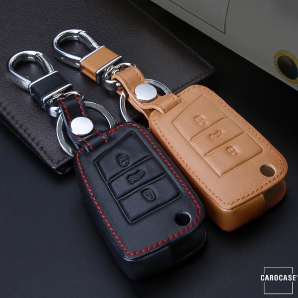 Leather key fob cover case fit for Volkswagen, Audi, Skoda, Seat V3, V3X  remote key