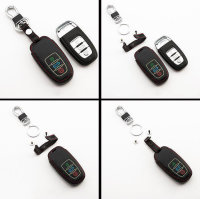 Leder Schlüssel Cover passend für Audi Schlüssel  LEUCHTEND! LEK2-AX4