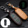 Coque de clé de voiture en cuir compatible avec Ford clés inkl. Karabiner (LEK2-F3)