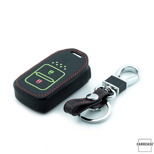 Coque de clé de Voiture en cuir compatible avec Honda clés inkl. Karabiner (LEK2-H11)