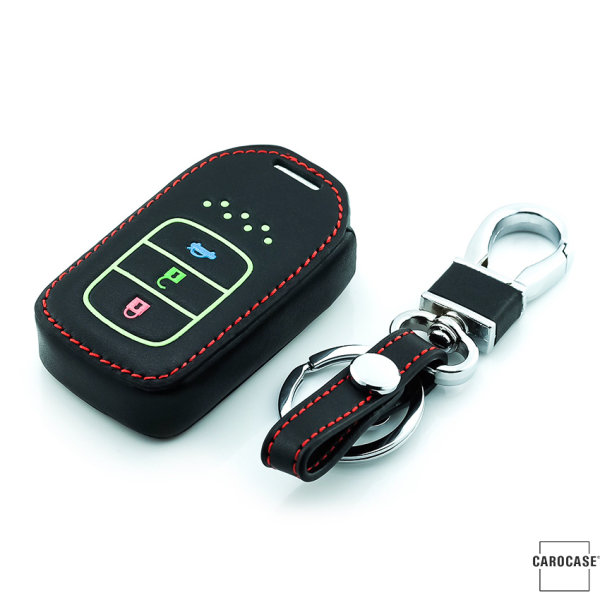 Coque de clé de Voiture en cuir compatible avec Honda clés inkl. Karabiner (LEK2-H12)