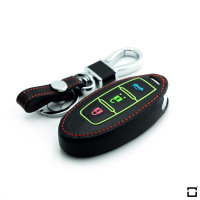 Coque de clé de Voiture en cuir compatible avec Nissan clés inkl. Karabiner (LEK2-N6)