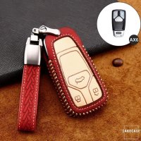 Premium Leder Cover passend für Audi Autoschlüssel inkl. Lederband und Karabiner  LEK31-AX6