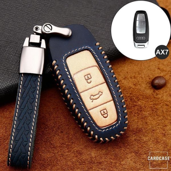 Premium Leather key fob cover case fit for Audi AX7 remote key