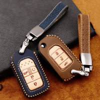 Premium Leder Cover passend für Honda Autoschlüssel inkl. Lederband und Karabiner  LEK31-H9