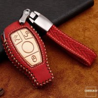 Premium Leder Cover passend für Mercedes-Benz Autoschlüssel inkl. Lederband und Karabiner  LEK31-M8