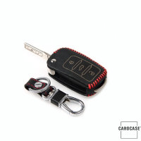 Leder Schlüssel Cover inkl. Karabinerhaken passend für Volkswagen, Skoda, Seat Schlüssel  LEK37-V2
