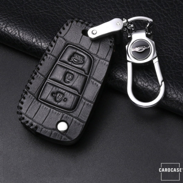KROKO Leder Schlüssel Cover passend für Hyundai Schlüssel  LEK44-D8
