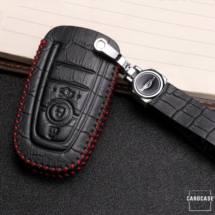 KROKO Leder Schlüssel Cover passend für Ford Schlüssel  LEK44-F8 Premium Autoschlüssel Schutzhülle - Detailansicht 3