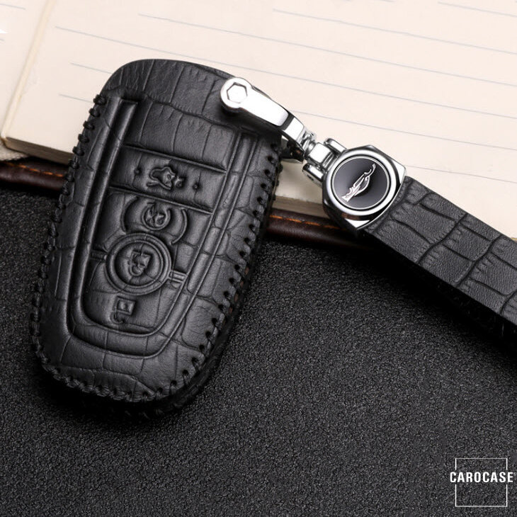 KROKO Leder Schlüssel Cover passend für Ford Schlüssel  LEK44-F9
