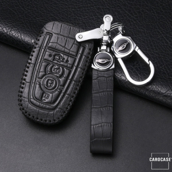 KROKO Leder Schlüssel Cover passend für Ford Schlüssel  LEK44-F9