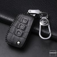 KROKO Leder Schlüssel Cover passend für Nissan Schlüssel  LEK44-N2