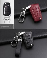 Leather key fob cover case fit for Toyota, Citroen, Peugeot T1 remote key