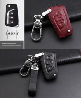 Leather key fob cover case fit for Toyota, Citroen,...