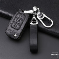 KROKO Leder Schlüssel Cover passend für Volkswagen, Skoda, Seat Schlüssel  LEK44-V2, ST2, SV2