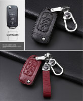 Leather key fob cover case fit for Volkswagen, Skoda, Seat V2 remote key