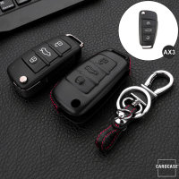 Leder Hartschalen Cover passend für Audi Schlüssel schwarz LEK48-AX3