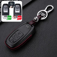 Leather key fob cover case fit for Audi AX4 remote key black