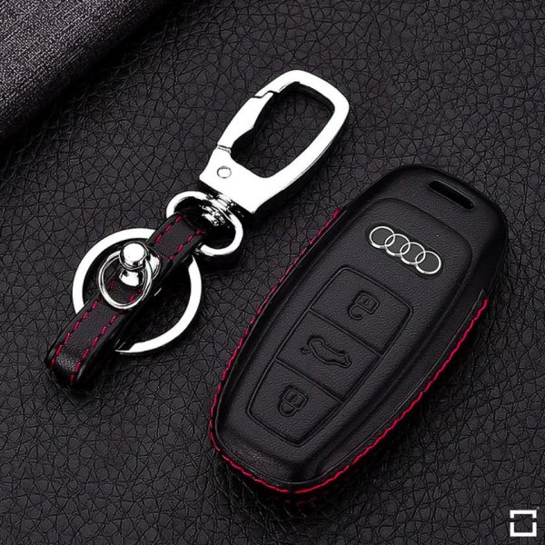 Leder Hartschalen Cover passend für Audi Schlüssel schwarz LEK48-AX7