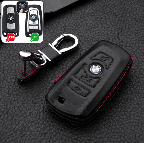 Leder Hartschalen Cover passend für BMW Schlüssel schwarz LEK48-B5