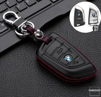 Leder Hartschalen Cover passend für BMW Schlüssel schwarz LEK48-B7