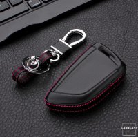 Coque de protection en cuir pour voiture BMW clé télécommande B6, B7 noir