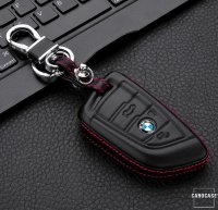 Coque de protection en cuir pour voiture BMW clé télécommande B6, B7 noir
