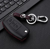 Leder Hartschalen Cover passend für Ford Schlüssel schwarz LEK48-F1