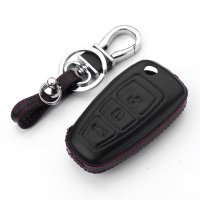 Leder Hartschalen Cover passend für Ford Schlüssel schwarz LEK48-F4