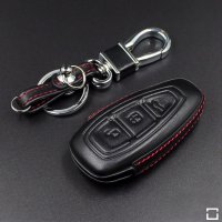 Leather key fob cover case fit for Ford F5 remote key black