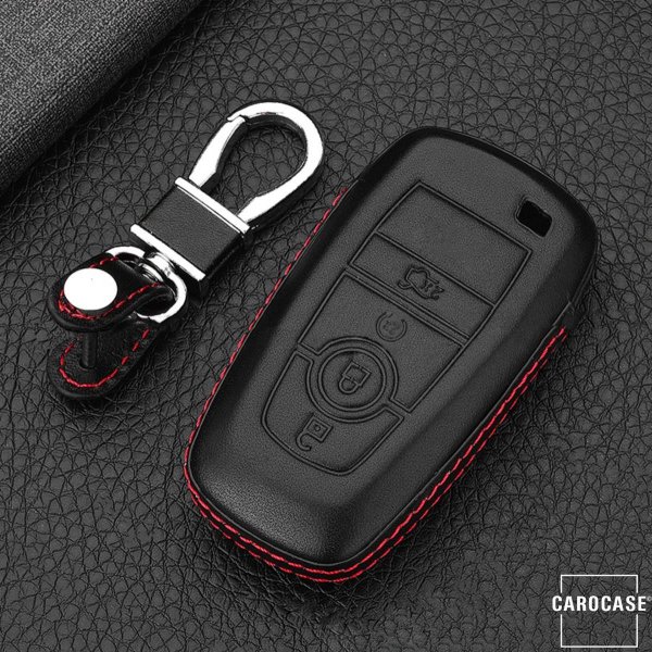 Leather key fob cover case fit for Ford F8, F9 remote key black