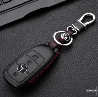 Leder Hartschalen Cover passend für Mercedes-Benz Schlüssel schwarz LEK48-M9