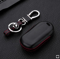 Coque de clé de voiture en cuir compatible avec Opel clés inkl. Karabiner (LEK48-OP15)