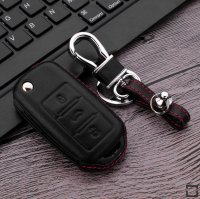 Cuero funda para llave de Volkswagen, Skoda, Seat V2 negro